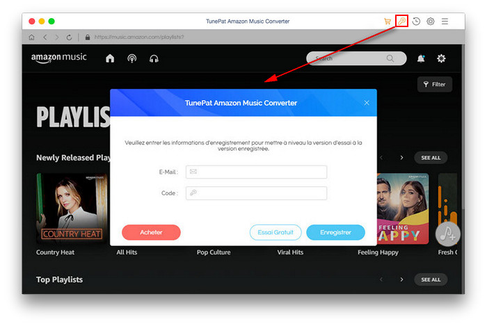 s'enregistrer TunePat Amazon Music Converter pour Mac