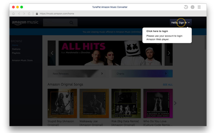 connectez-vous à votre compte Amazon Music