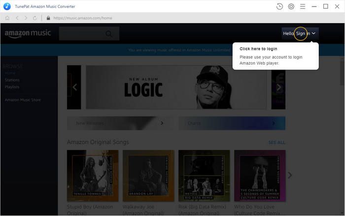 connectez-vous à votre compte Amazon Music
