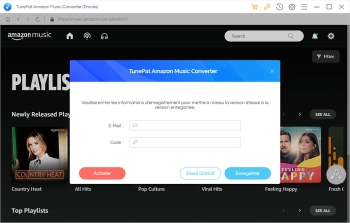 s'enregistrer TunePat Amazon Music Converter sur un PC