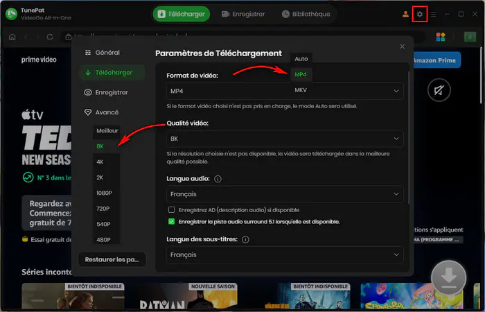 Configurez les paramètres