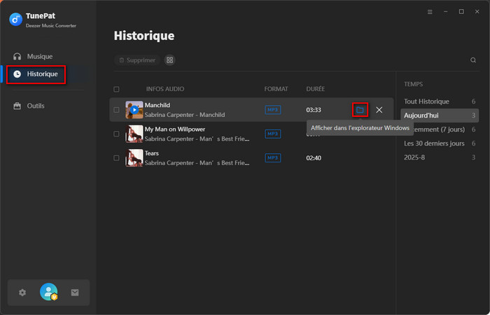 historique de conversion