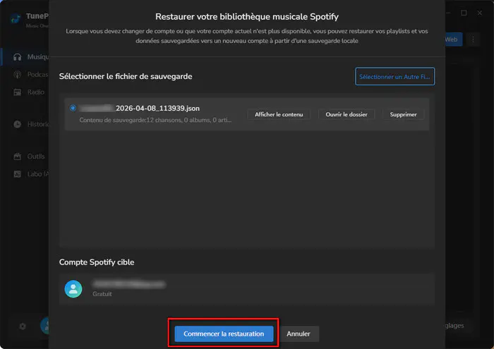Commencer la restauration