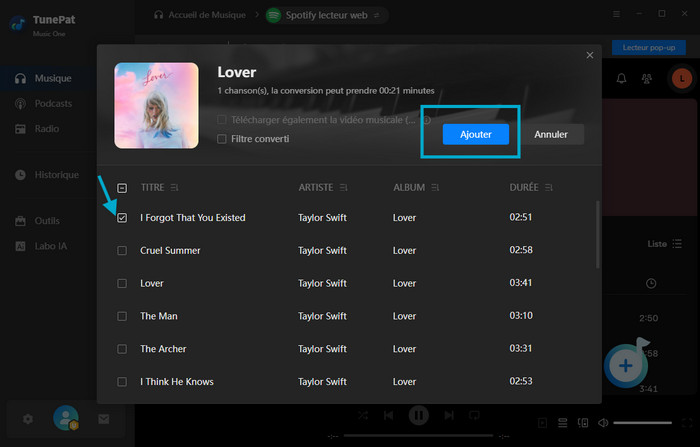 Ajouter les chansons