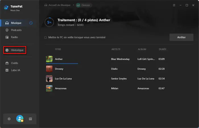 Convertissez Deezer chansons