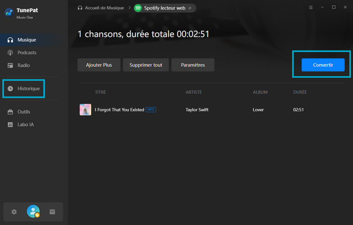 Convertir les chansons