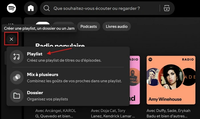 Créer une playlist sur Spotify