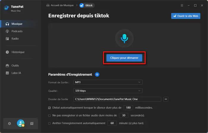 Commencer à enregistrer