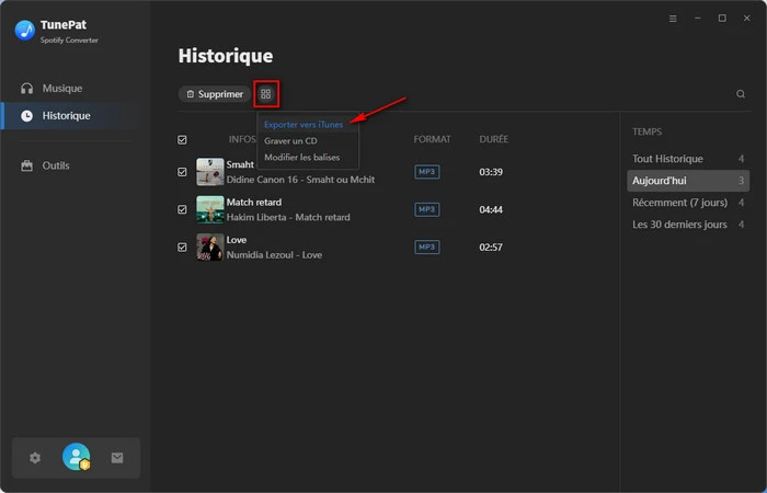 Exporter vers iTunes