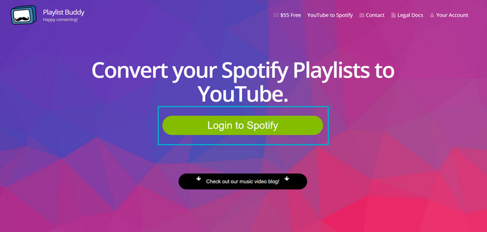 Se connecter à Spotify dans Playlist Buddy