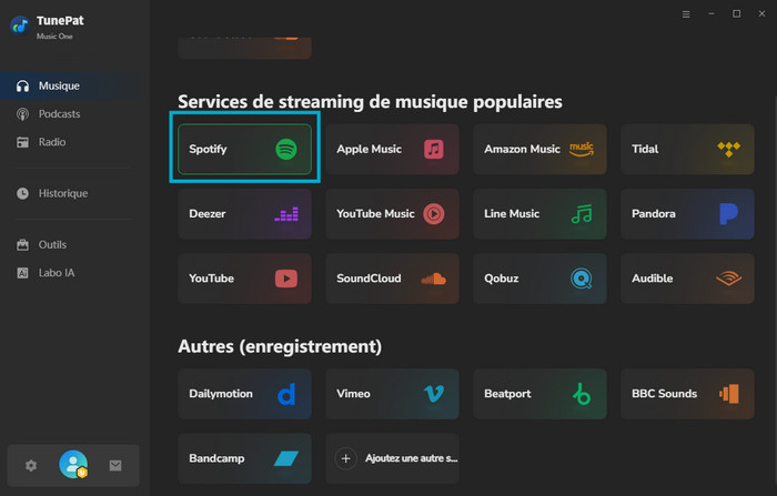 Sélectionner Spotify