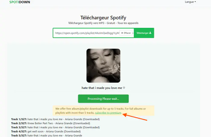 Limite de téléchargements sur SpotiDown