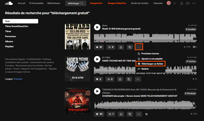 Télécharger SoundCloud chansons