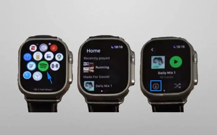 Télécharger des titres Spotify depuis l'application Apple Watch