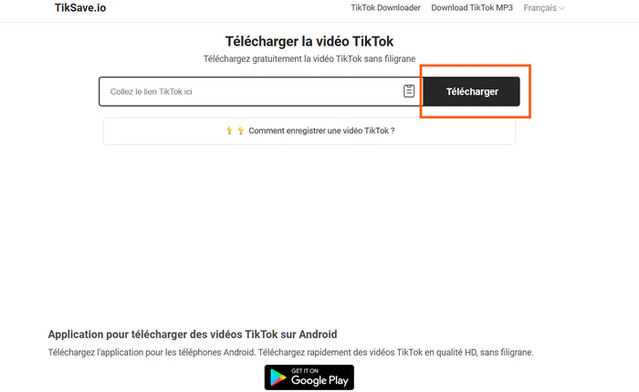 TikSave.io téléchargeur gratuit