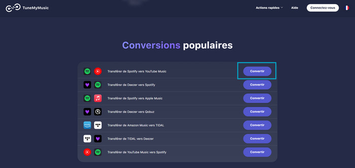 Cliquer sur Convertir dans TuneMyMusic
