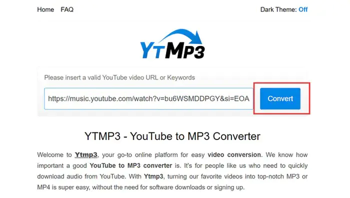 Interface de YTMP3