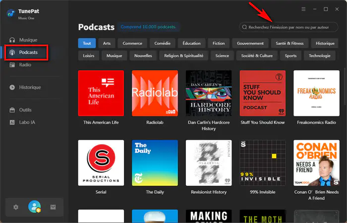 podcast interface