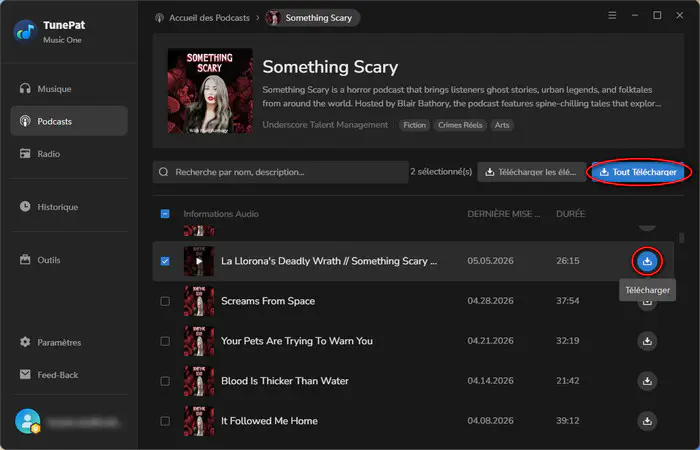 Téléchargez des podcasts
