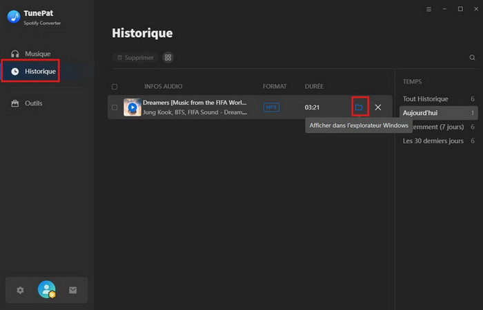 Affichez les chansons converties