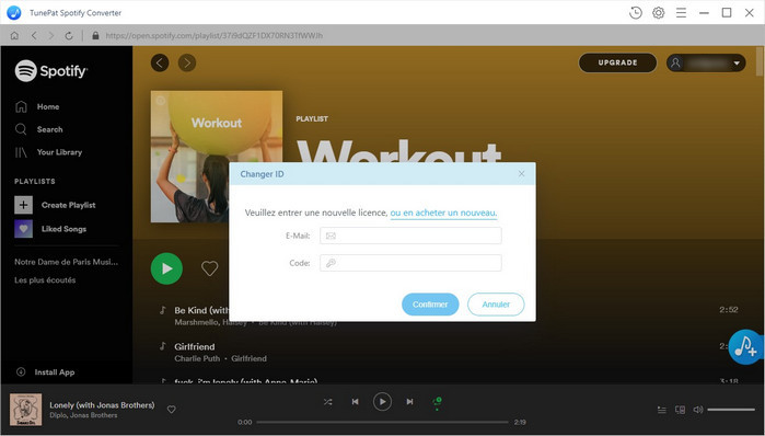 s'enregistrer TunePat Spotify Converter pour Windows