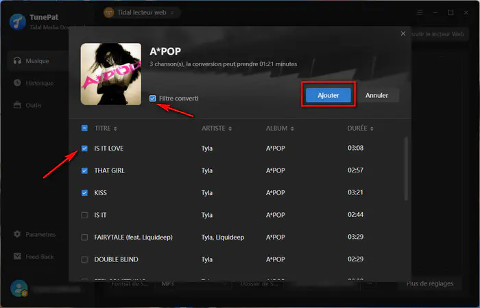 Ajouter Tidal Music