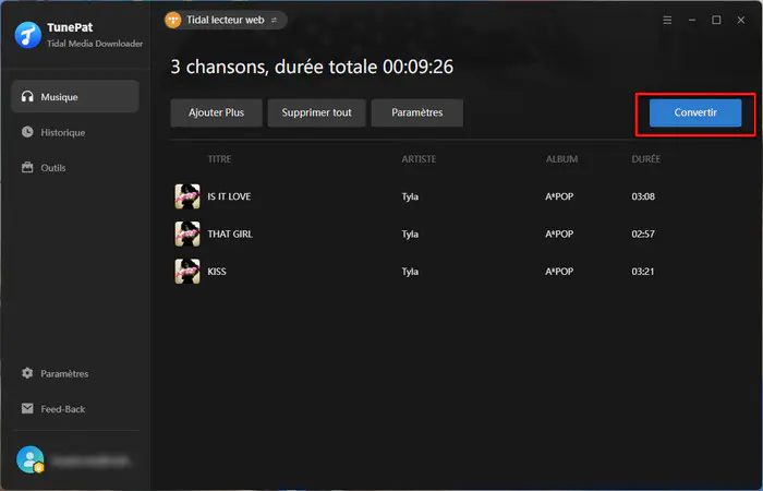 Convertir Tidal Music