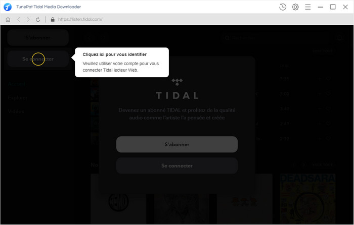 Connectez-vous à votre compte Tidal