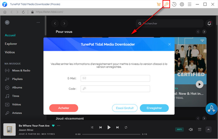 s'enregistrer TunePat Tidal Media Downloader for Windows