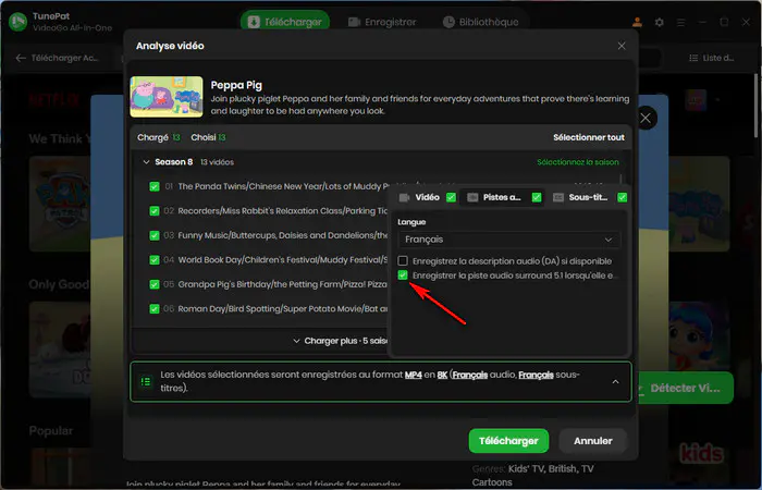 Enregistrer les pistes audio surround 5.1