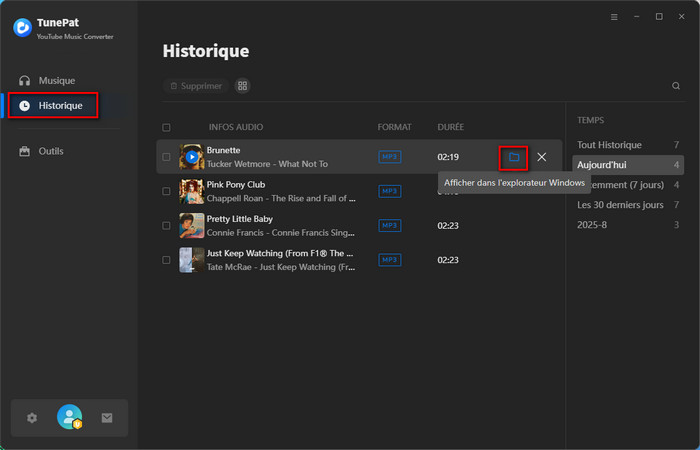 historique de conversion