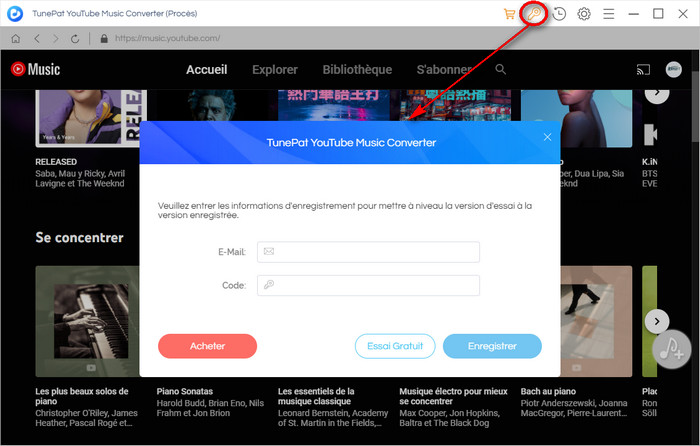 s'enregistrer TunePat YouTube Music Converter pour Windows